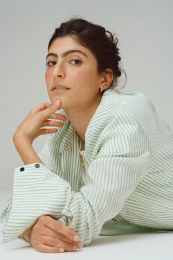 Sam Green Stripe Italian Silk Shirt