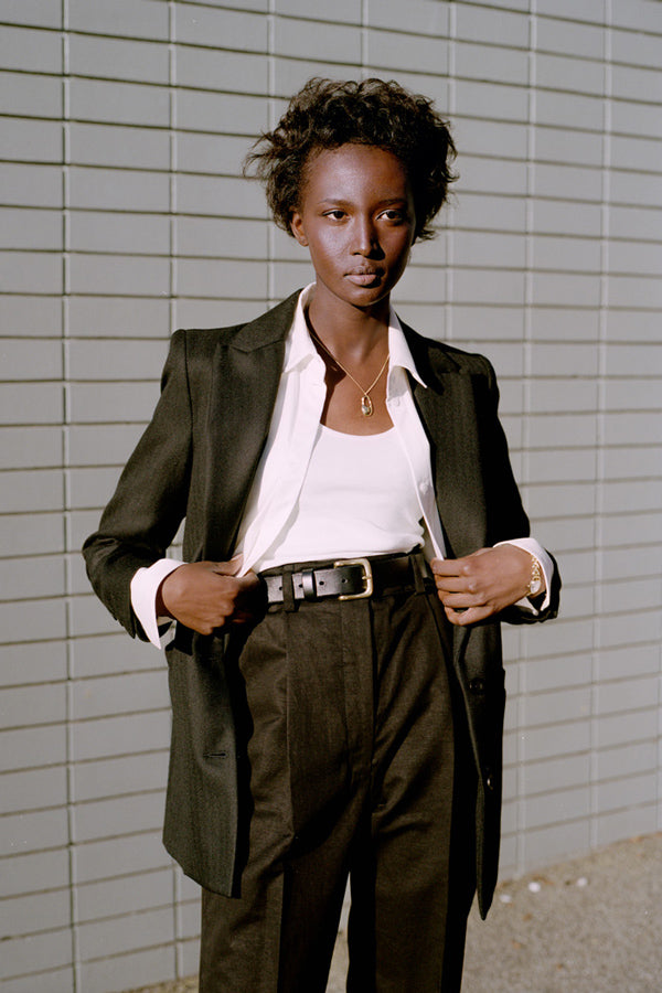 Abby Brass Buckle Italian Leather Belt