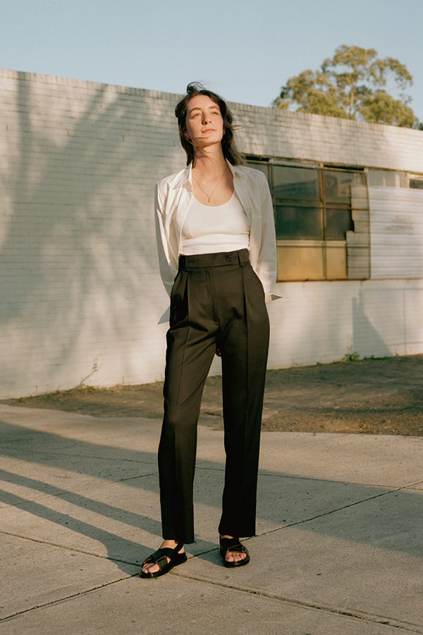 Recently Back In Stock - Kate Black Japanese Twill Wool Pants