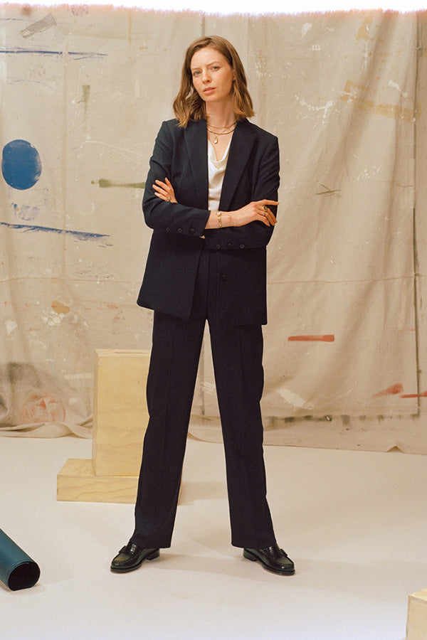 Recently Back In Stock - Fred Navy Japanese Twill Wool Blazer