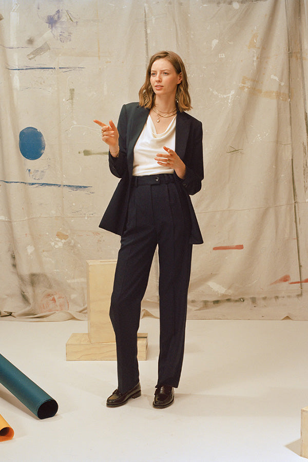 Recently Back In Stock - Fred Navy Japanese Twill Wool Blazer