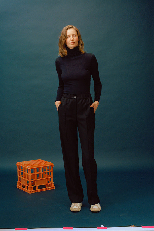 Romy Navy Wool Track Pants