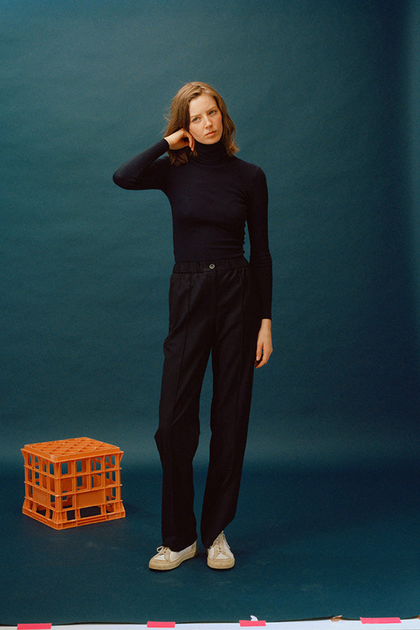 Romy Navy Wool Track Pants