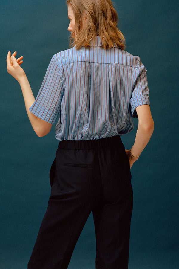 Leo Blue Stripe Italian Silk Shirt - LIMITED EDITION