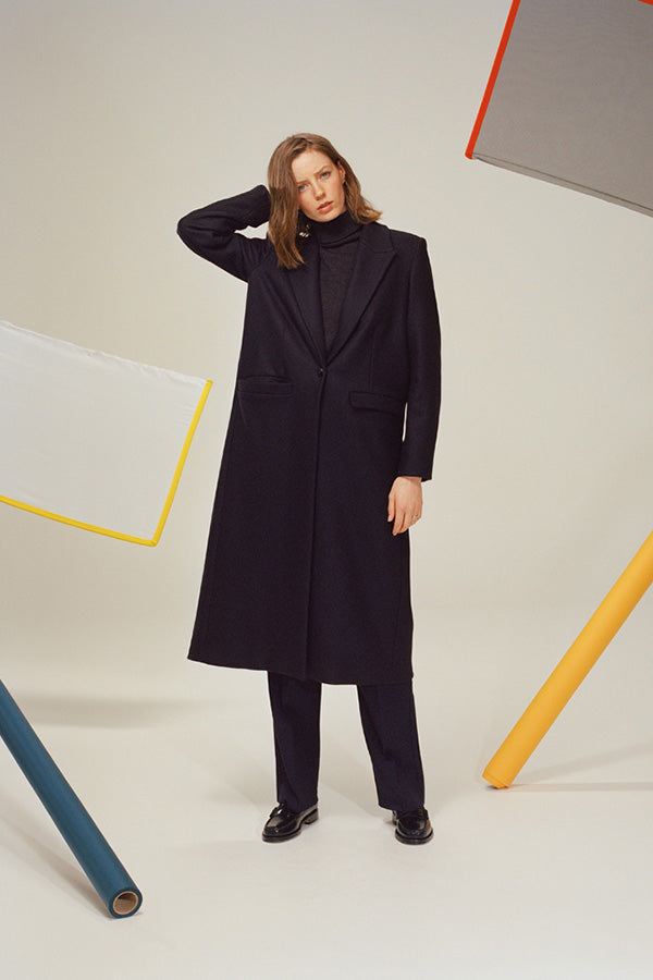 James Navy Italian Wool Coat