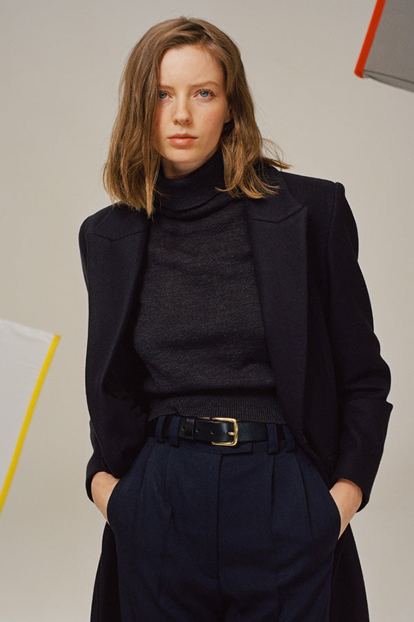 James Navy Italian Wool Coat