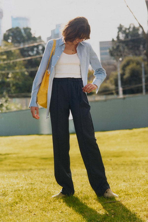 Romy Navy Wool Track Pants