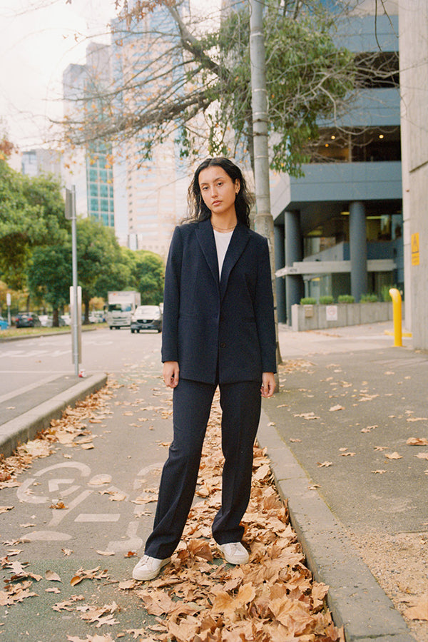 Recently Back In Stock - Fred Navy Japanese Twill Wool Blazer