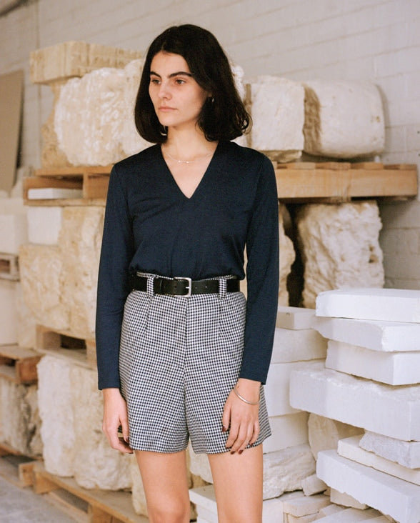 Abby Silver Buckle Belt- Black