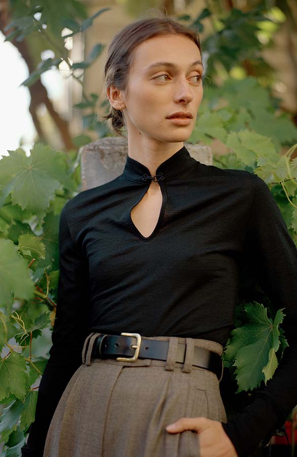 Abby Brass Buckle Italian Leather Belt