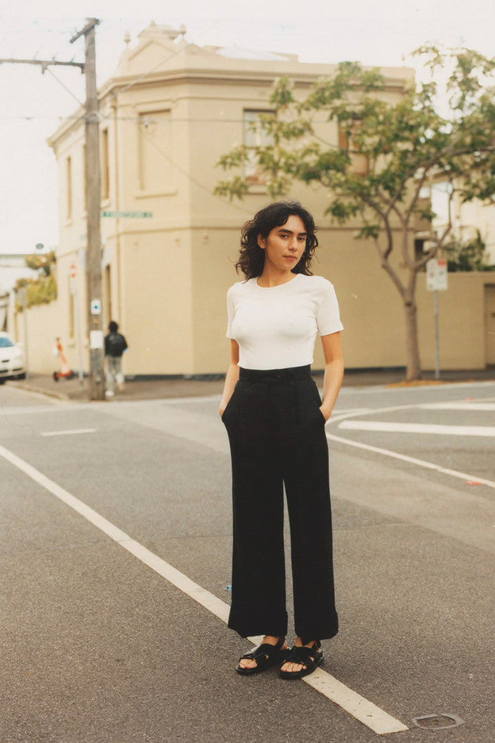 Pre-Order Ines Black Japanese Linen Pants