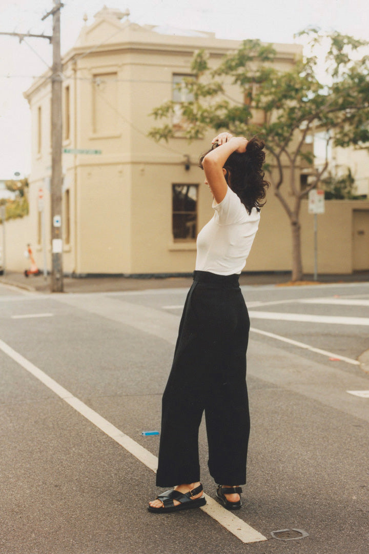 Pre-Order Ines Black Japanese Linen Pants