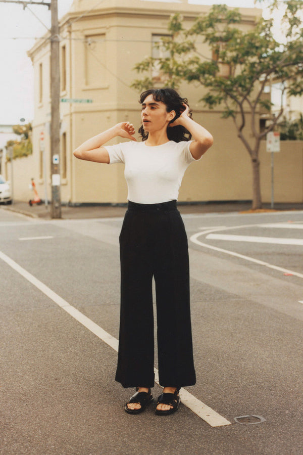 Ines Black Japanese Linen Pants