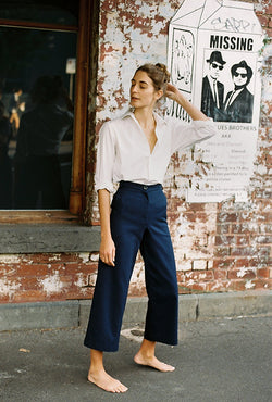 Lucie Cotton Navy Pants