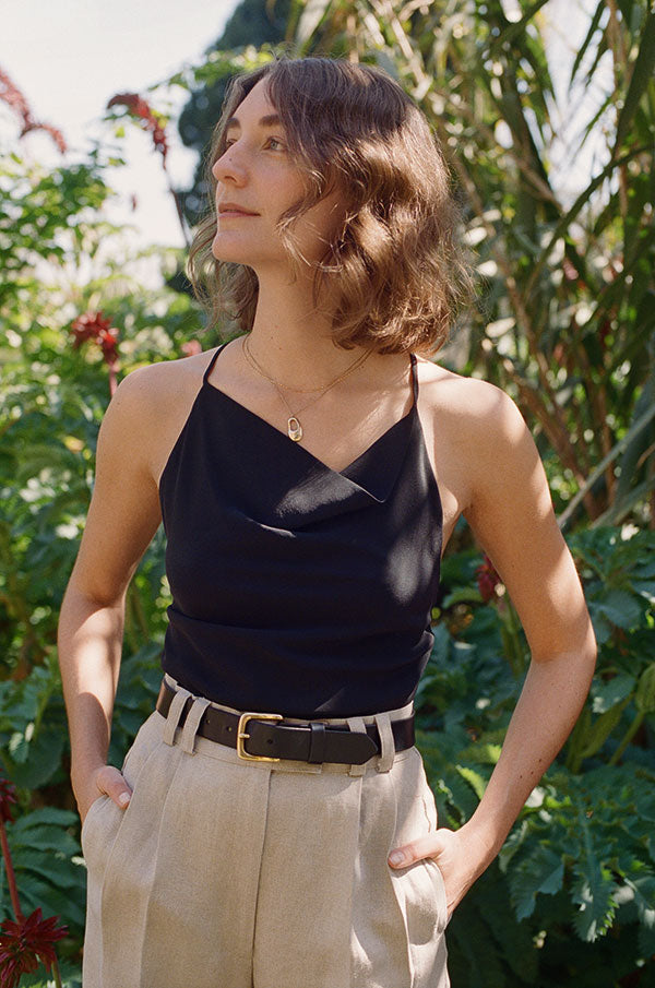 Abby Brass Buckle Italian Leather Belt